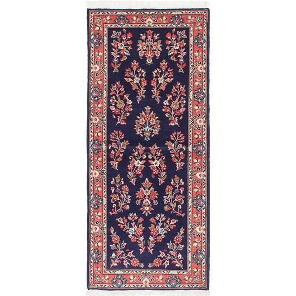 eCarpetGallery Hand-knotted Sarough Dark Navy Wool Rug - 2'8 x 6'3