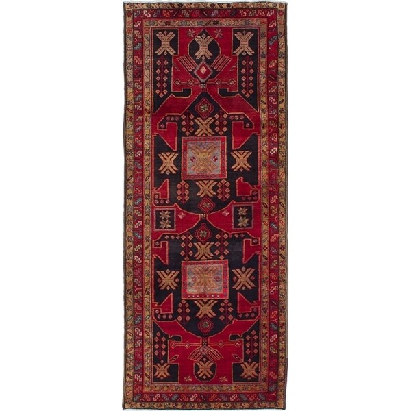 eCarpetGallery Hand-knotted Sarab Dark Navy, Red Wool Rug - 3'8 x 9'6