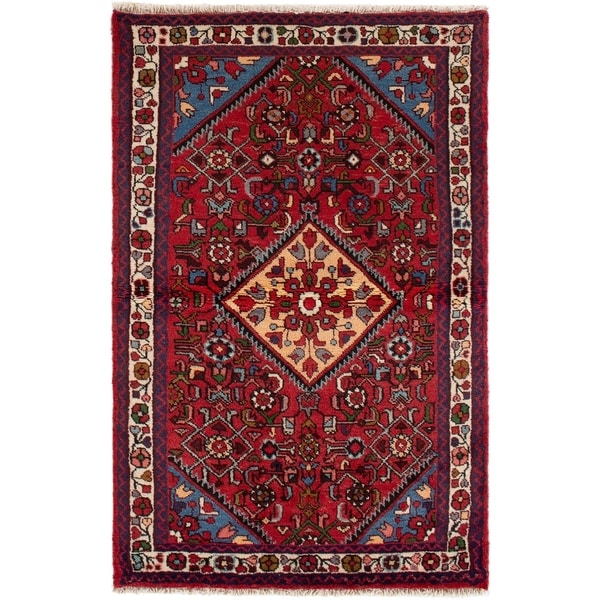eCarpetGallery Hand-knotted Hamadan Red Wool Rug - 3'3 x 5'1