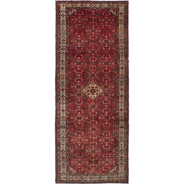 eCarpetGallery Hand-knotted Hosseinabad Red Wool Rug - 4'6 x 11'5