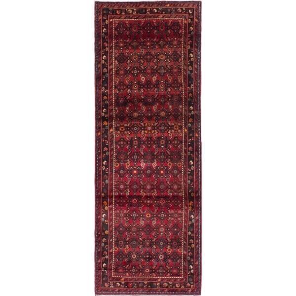 eCarpetGallery Hand-knotted Hosseinabad Red Wool Rug - 3'6 x 9'10
