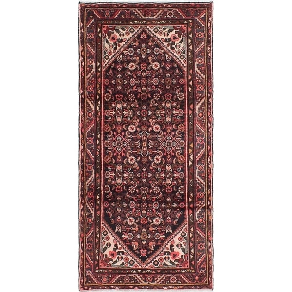 eCarpetGallery Hand-knotted Hosseinabad Black Wool Rug - 3'7 x 7'7