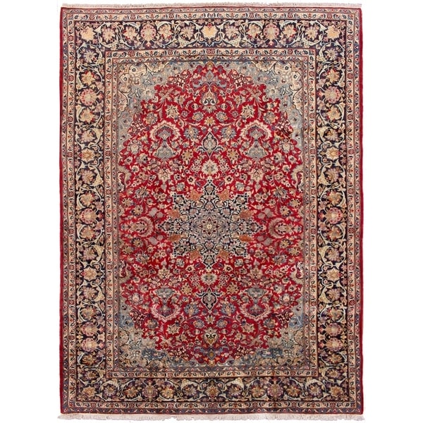 ECARPETGALLERY Hand-knotted Najafabad Red Wool Rug - 9'10 x 13'3