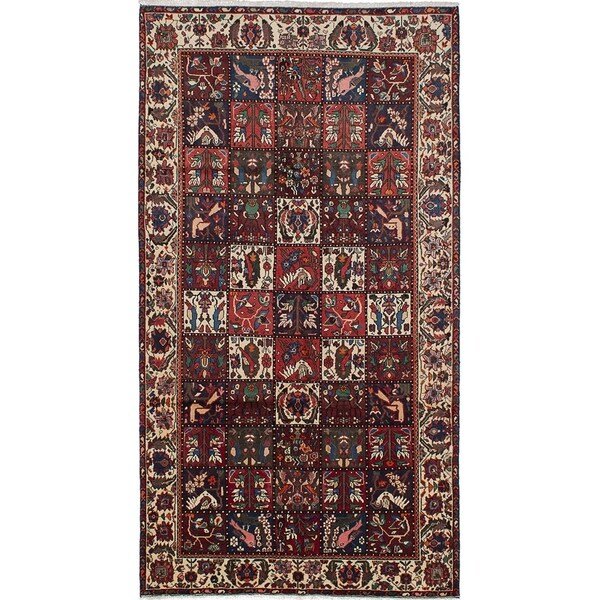 eCarpetGallery Hand-knotted Bakhtiar Dark Red Wool Rug - 5'5 x 9'11