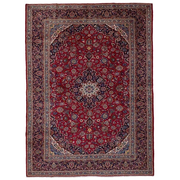 eCarpetGallery Hand-knotted Kashan Red Wool Rug - 9'7 x 13'8