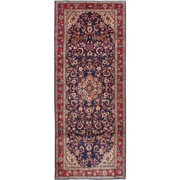 eCarpetGallery Hand-knotted Borchelu Dark Navy Wool Rug - 3'10 x 10'2