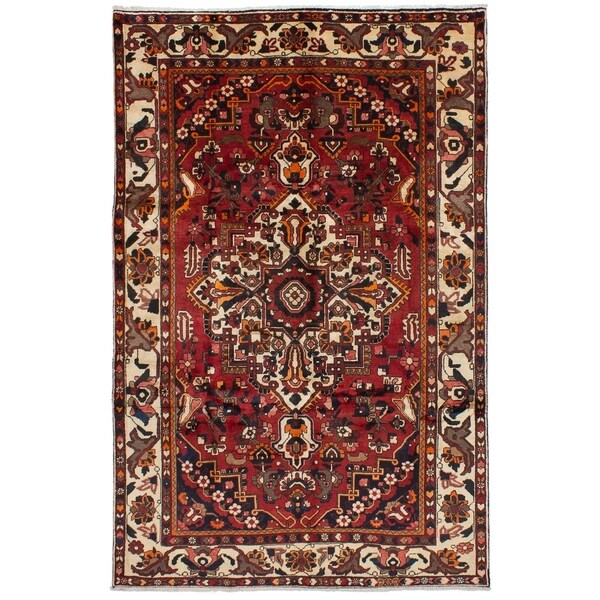 eCarpetGallery Hand-knotted Bakhtiar Dark Red Wool Rug - 6'9 x 10'4