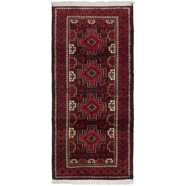 eCarpetGallery Hand-knotted Finest Baluch Red Wool Rug - 4'1 x 8'7