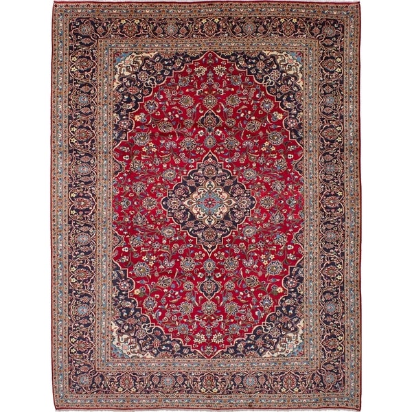 eCarpetGallery Hand-knotted Kashan Red Wool Rug - 9'8 x 12'9