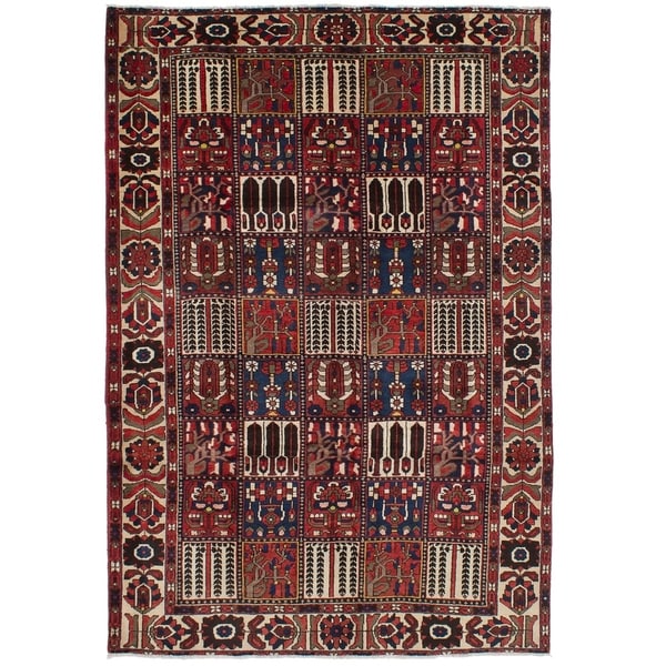 eCarpetGallery Hand-knotted Bakhtiar Red Wool Rug - 6'7 x 9'8