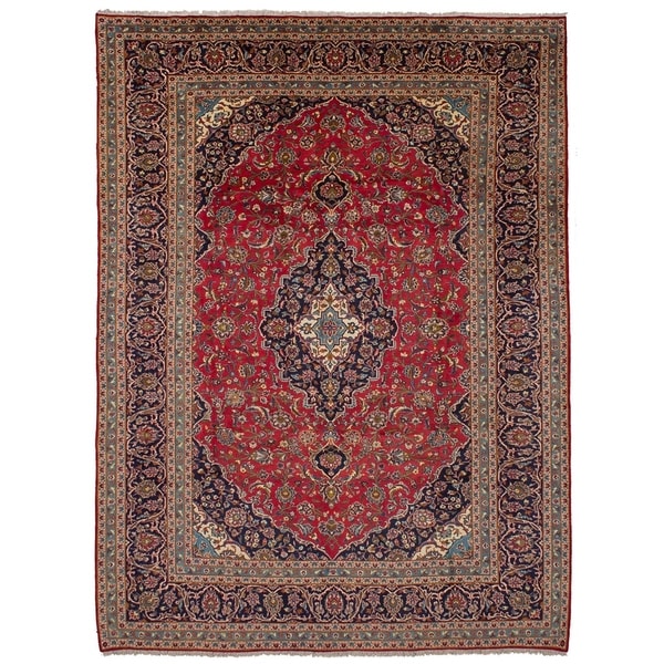 eCarpetGallery Hand-knotted Kashan Red Wool Rug - 9'7 x 13'2