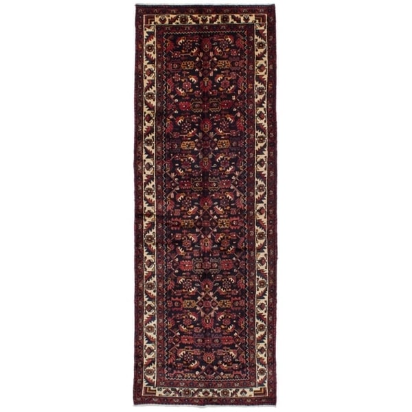 eCarpetGallery Hand-knotted Nahavand Dark Navy Wool Rug - 3'5 x 10'1