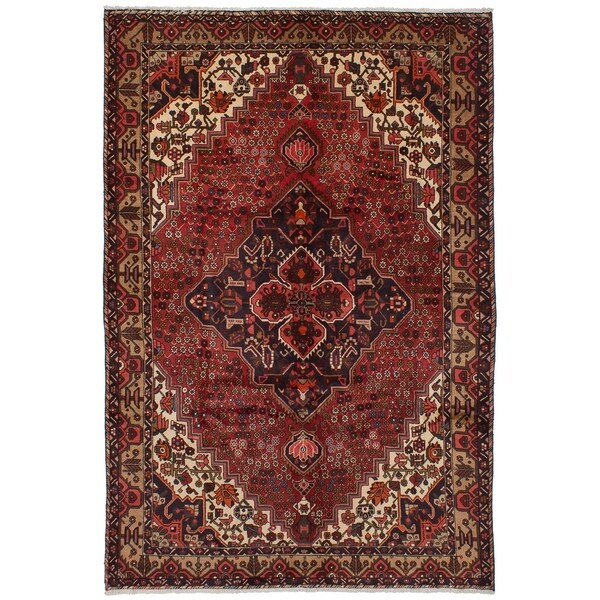 eCarpetGallery Hand-knotted Bakhtiar Dark Red Wool Rug - 6'7 x 10'0
