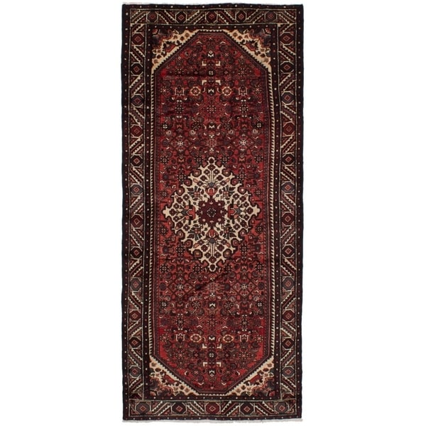 eCarpetGallery Hand-knotted Hosseinabad Dark Copper Wool Rug - 4'0 x 9'9
