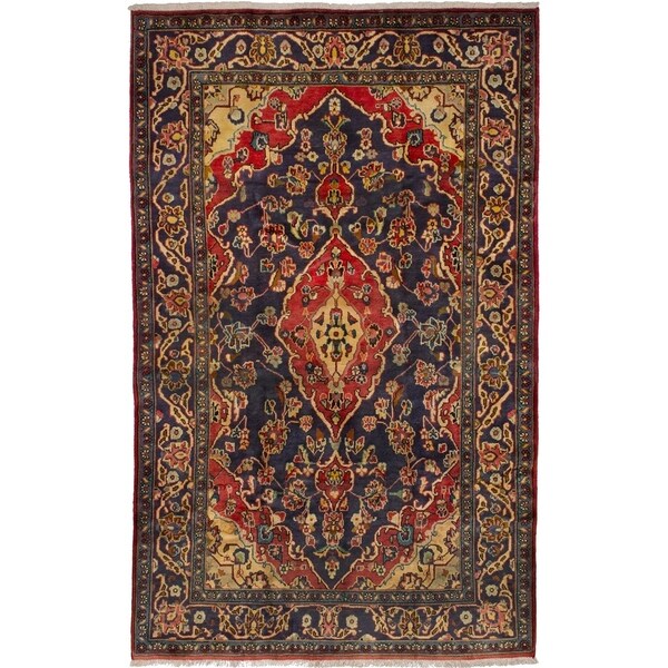 eCarpetGallery Hand-knotted Mahal Navy Blue Wool Rug - 4'10 x 7'8