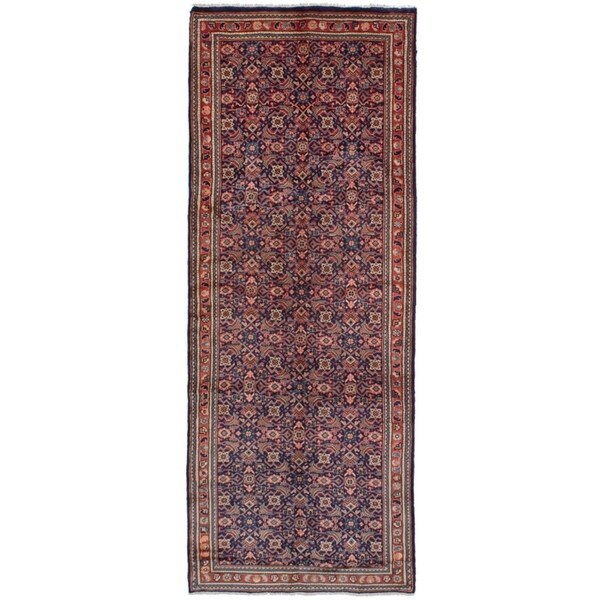 eCarpetGallery Hand-knotted Mahal Navy Blue Wool Rug - 3'9 x 10'3