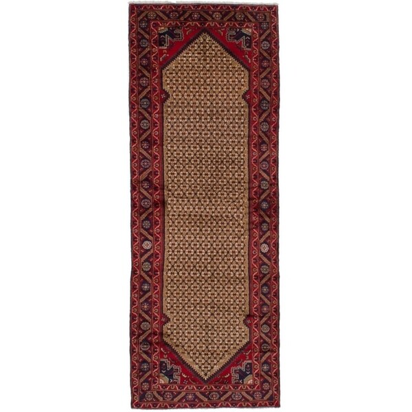 eCarpetGallery Hand-knotted Koliai Light Brown, Red Wool Rug - 3'6 x 10'0