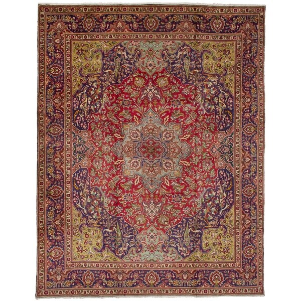 eCarpetGallery Hand-knotted Tabriz Red Wool Rug - 9'10 x 12'10