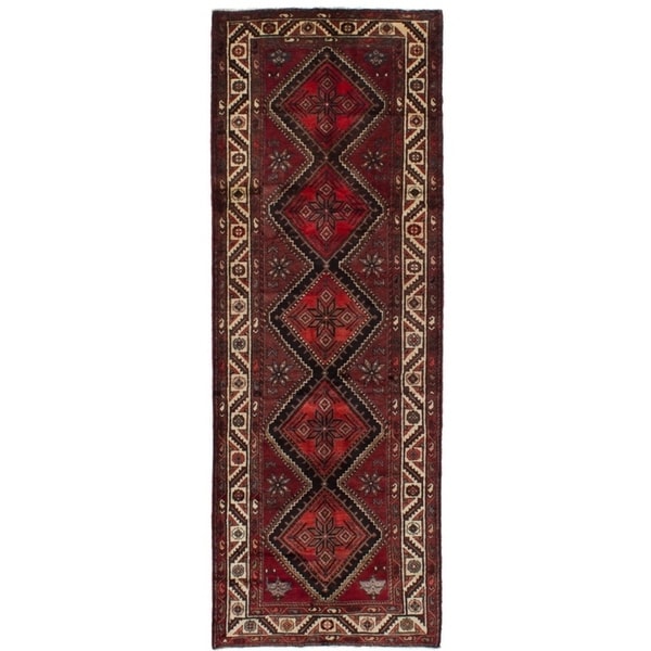 eCarpetGallery Hand-knotted Koliai Dark Red Wool Rug - 3'8 x 10'6