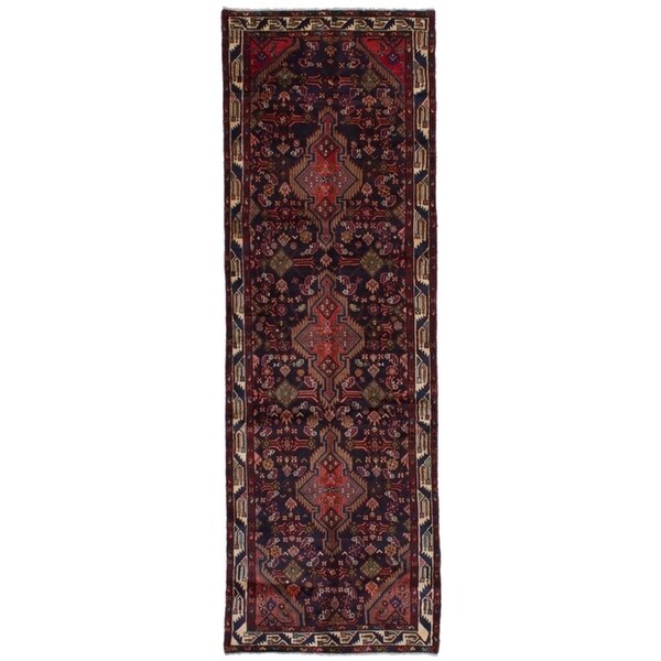 eCarpetGallery Hand-knotted Koliai Dark Navy Wool Rug - 3'7 x 11'0