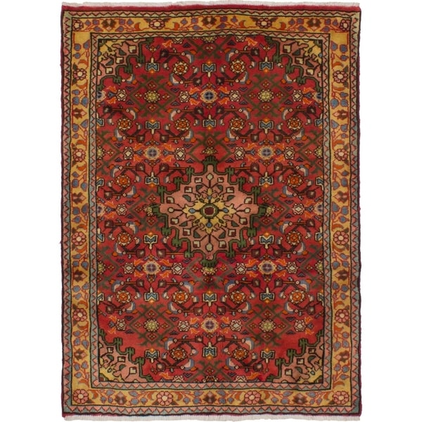 eCarpetGallery Hand-knotted Hosseinabad Dark Copper Wool Rug - 3'5 x 4'9