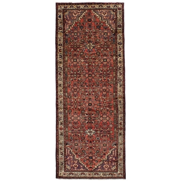 eCarpetGallery Hand-knotted Hosseinabad Dark Copper Wool Rug - 3'7 x 10'0