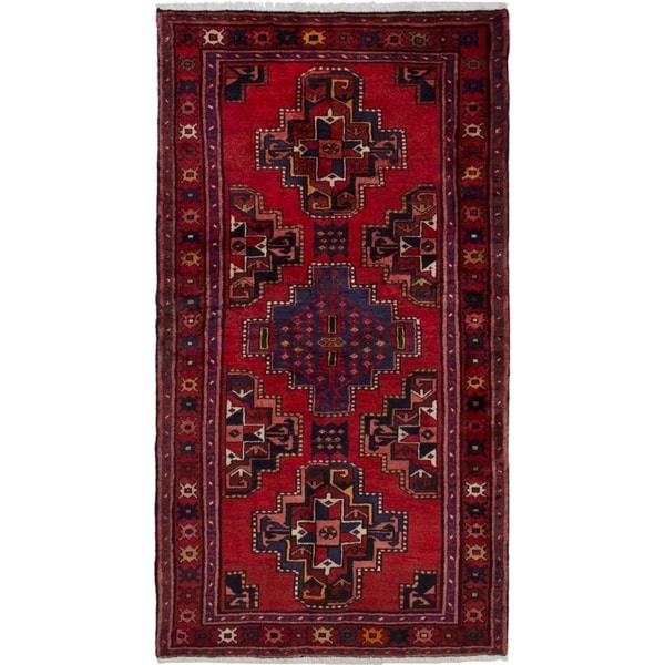 eCarpetGallery Hand-knotted Hamadan Red Wool Rug - 3'6 x 6'6