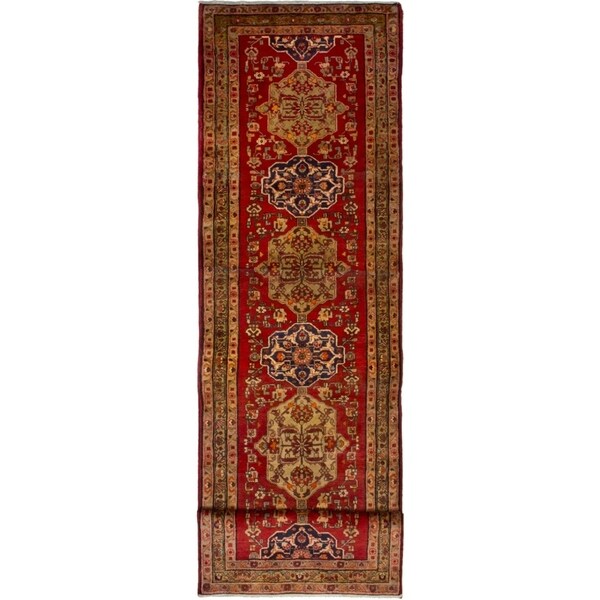 eCarpetGallery Hand-knotted Ardabil Red Wool Rug - 3'2 x 12'6