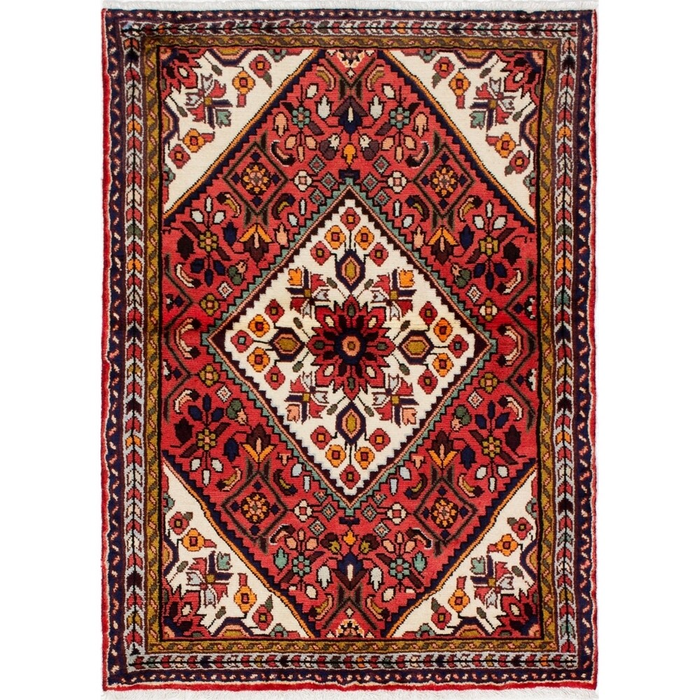 eCarpetGallery Hand-knotted Hamadan Red Wool Rug - 3'5 x 4'9
