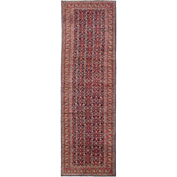 eCarpetGallery Hand-knotted Mahal Dark Navy Wool Rug - 3'9 x 12'2