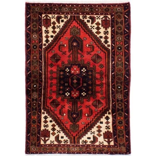 eCarpetGallery Hand-knotted Hamadan Light Red Wool Rug - 3'3 x 4'7