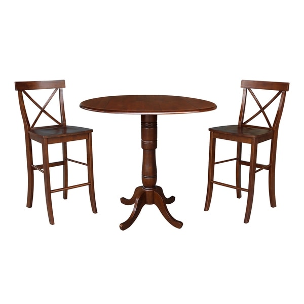 42" Round Top Bar Height Table and Two Stools - Espresso