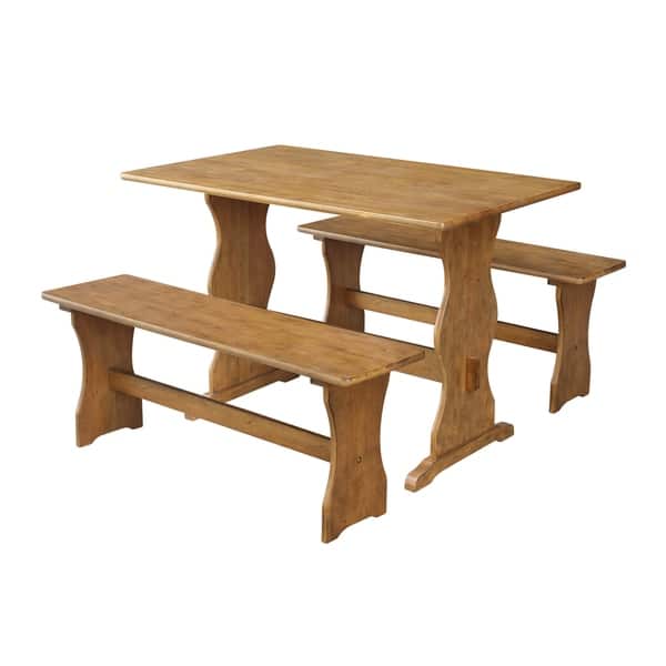 Shop Trestle Table And Two Benches Pecan Free Shipping Today