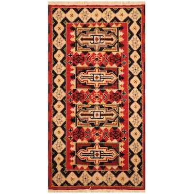Handmade Kazak Wool Rug (India) - 2'2 x 4'