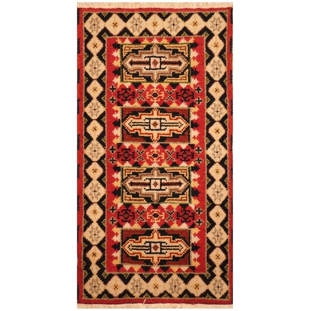 Handmade Kazak Wool Rug (India) - 2'2 x 4'