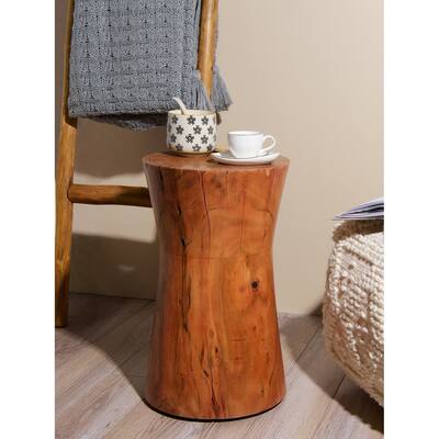 Aurora Home Glen Wood Hourglass Stool - 13" x 13" x 17"