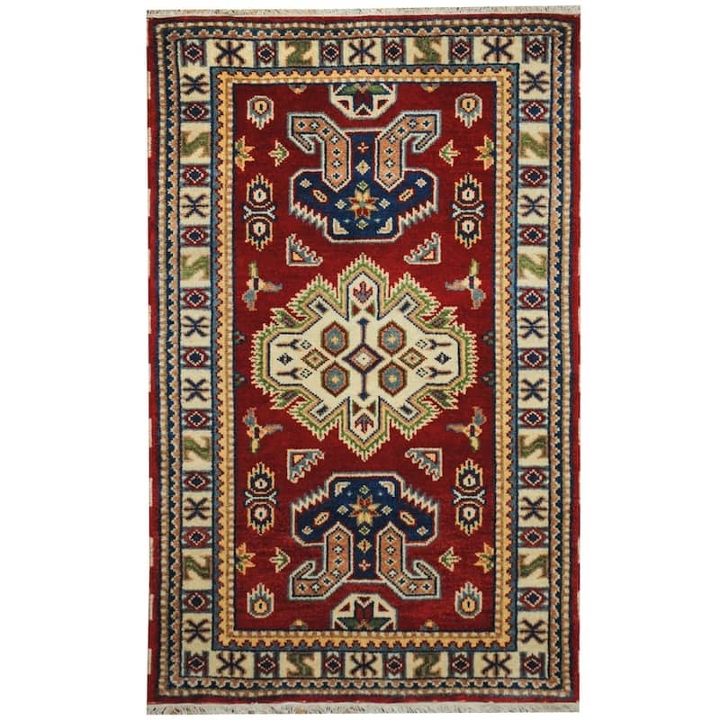 Handmade Kazak Wool Rug (India) - 3' x 5'