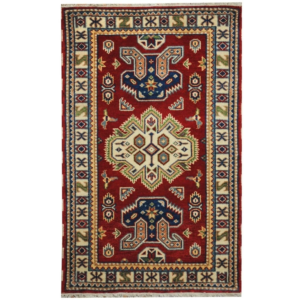 Handmade Kazak Wool Rug (India) - 3' x 5'