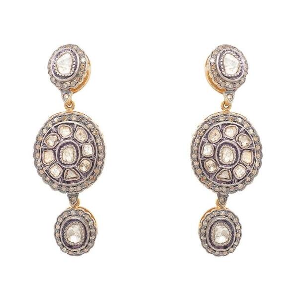 18k Gold And Silver Rose Cut Vintage Diamond Earrings L M Si1 Si2 Overstock 27801993