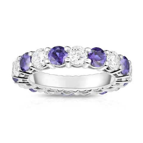 Noray Designs 14K White Gold Tanzanite & Diamond (4.00 Ct-5.00 Ct, SI2-I1 Clarity) Eternity Ring