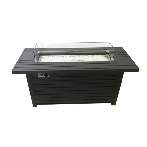 Shop Az Patio Heaters Black Mocha Rectangular Fire Pit With Wind