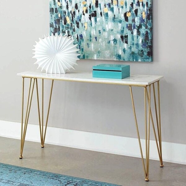 Shop Modern Design Marble and Brass Living Room Sofa Console Table
