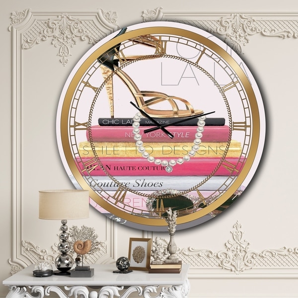 Designart 'Paris Glamourous Gold Style II' Glam Large Wall CLock