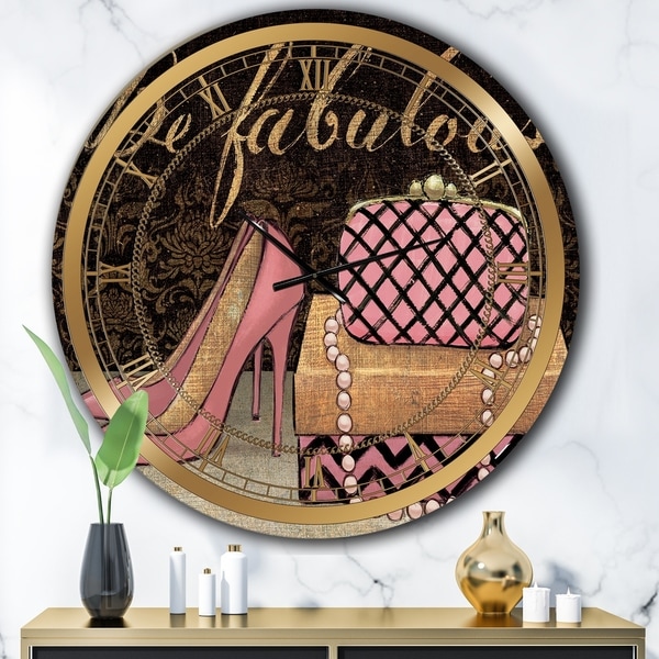 Designart 'Gold Fabulous Life Style III' Glam Large Wall CLock
