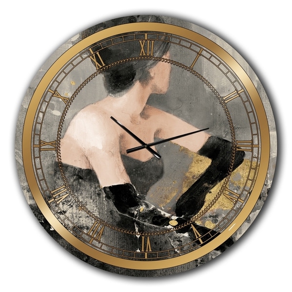 Designart 'Gold Fashion Dance' Glam Oversized Wall CLock