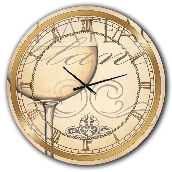 Designart 'French Chateau White Wine II' Glam Oversized Wall CLock. Opens flyout.