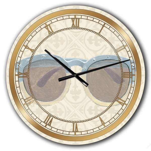 Designart 'Glam cosmetics Blue Sun Glasses' Posh & Luxe Large Wall CLock