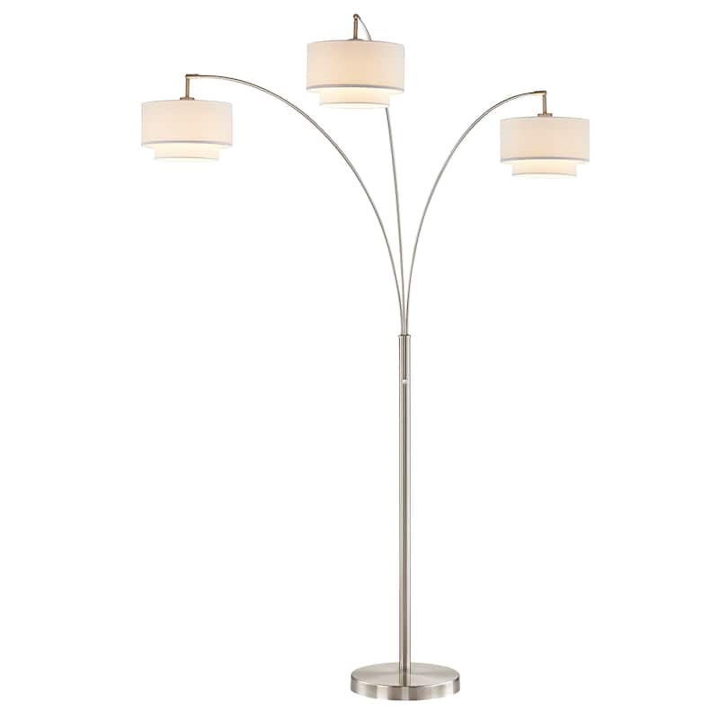 Artiva Lumiere III 80" LED Arched Nickel Floor Lamp/Double layer shade