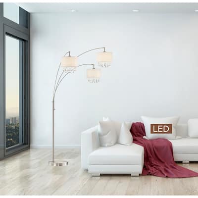 Artiva Lumiere IV 80" LED Crystal Arc Nickel Floor lamp/Dimmer - N/A