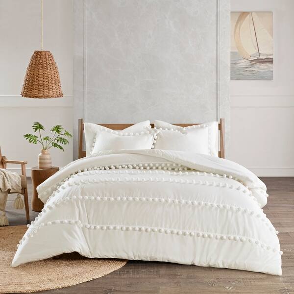 Shop Madison Park Tracie Pom Pom Cotton Duvet Cover Set 2 Color